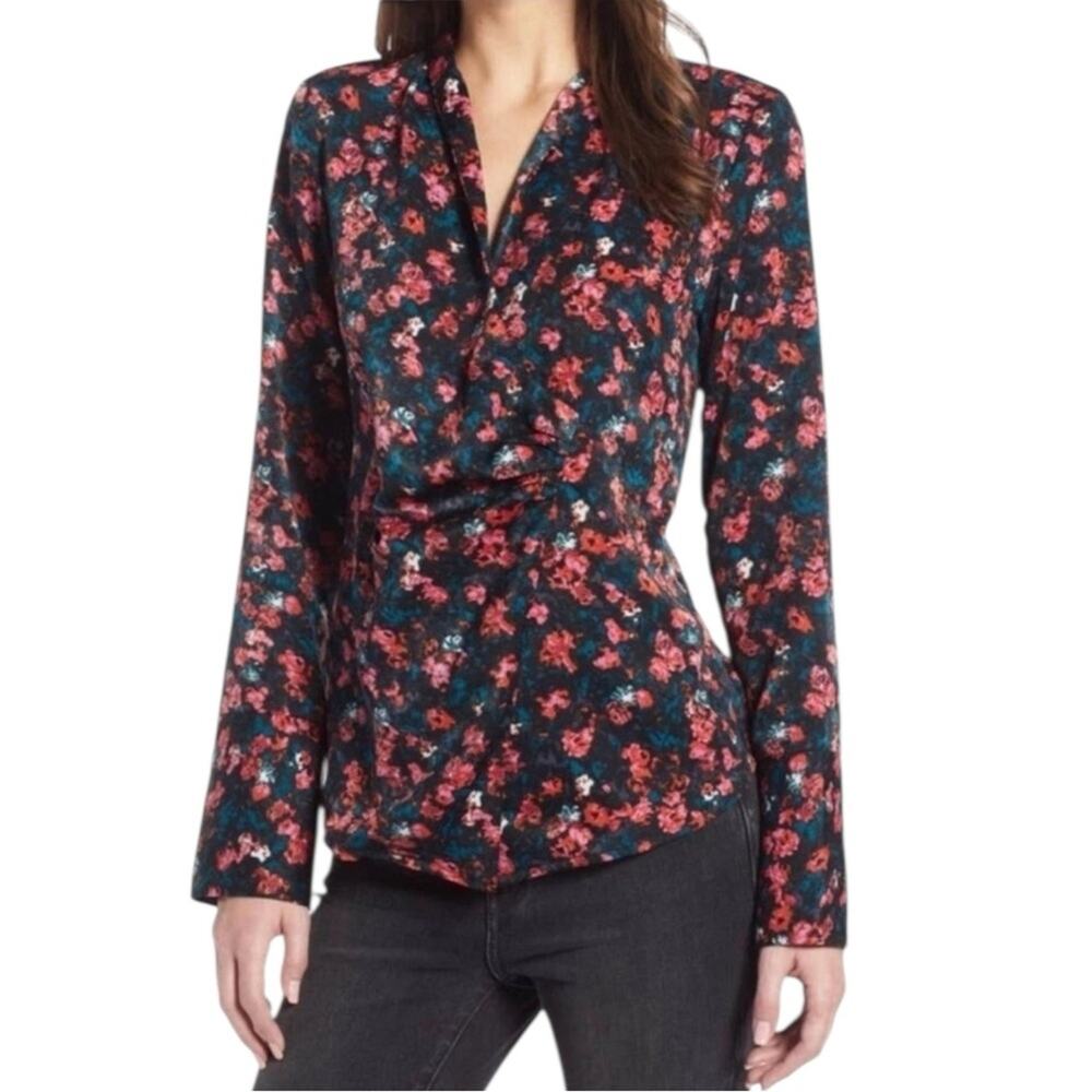 Something Navy Pink Rosebud Painterly Roses Top NWT Size XXL